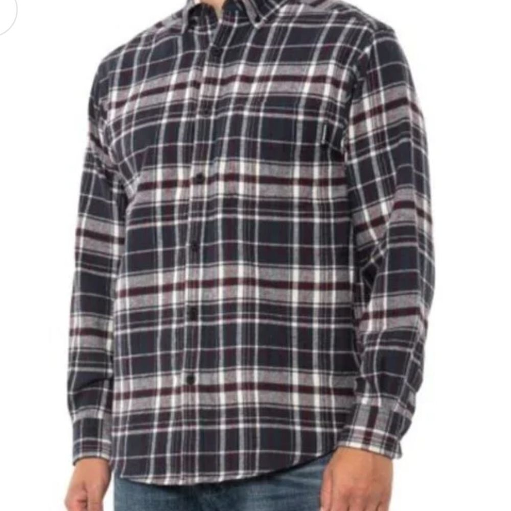 Jachs. Flannel. Black, Gray and White Plaid Button-Up Shirt. Size LT. NWT